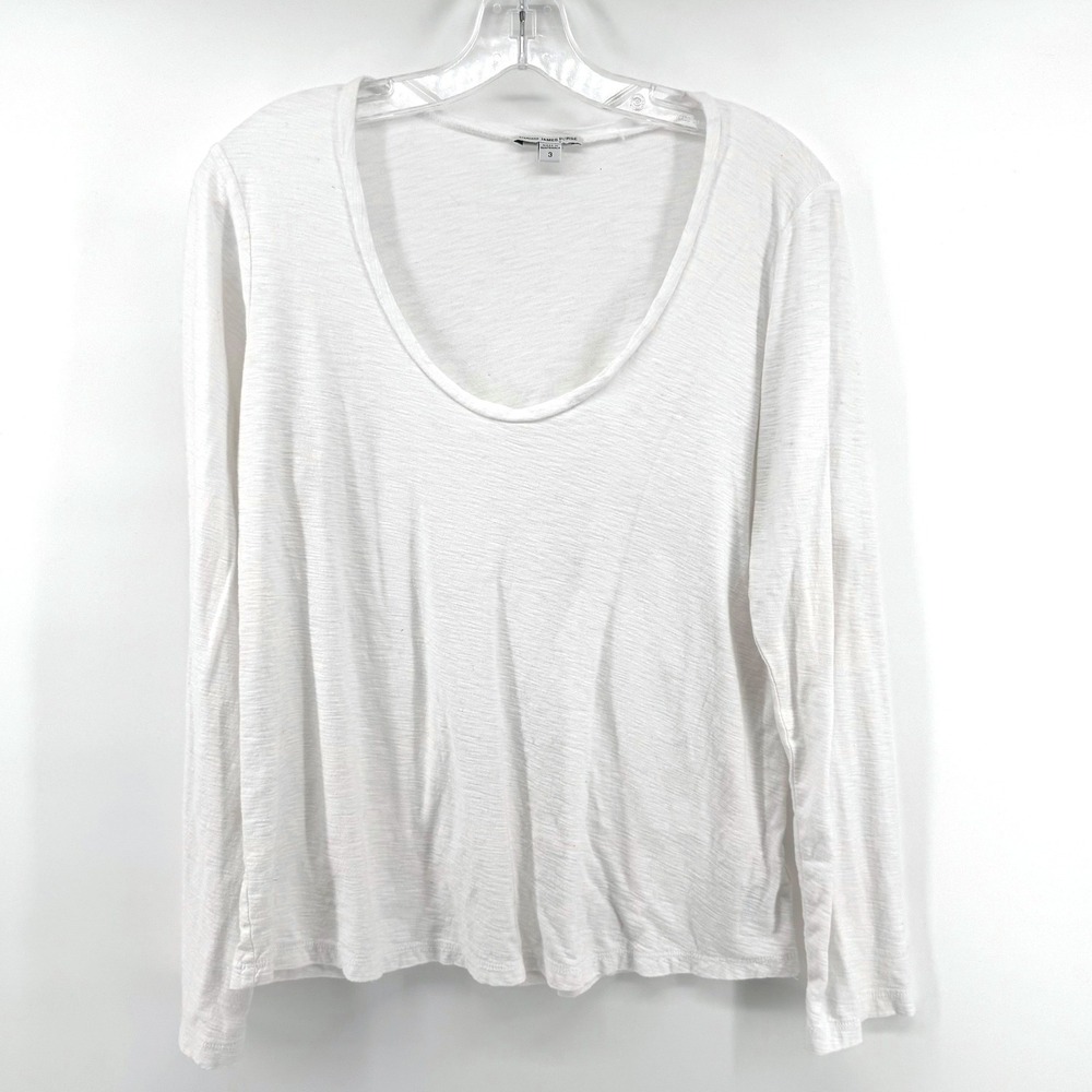 James Perse Scoop Neck Tee Women 3 White Quiet Luxury Minimalist Basic Capsule